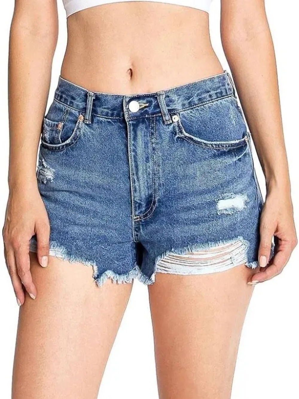 Love Tree Distressed Light Blue Denim Shorts Sz S